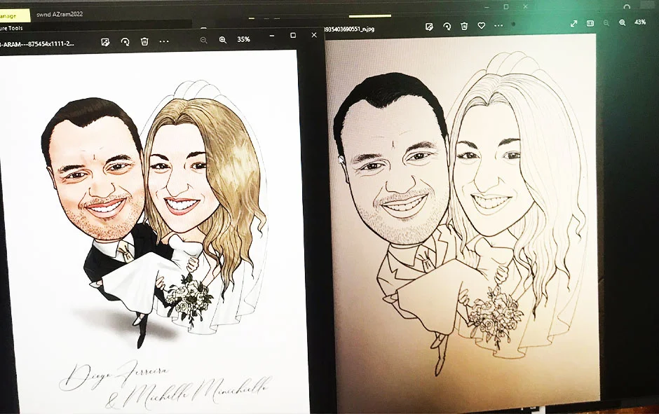 ผลงานออกแบบ2 ดราฟท์แบบการ์ตูน งานแต่งงาน1