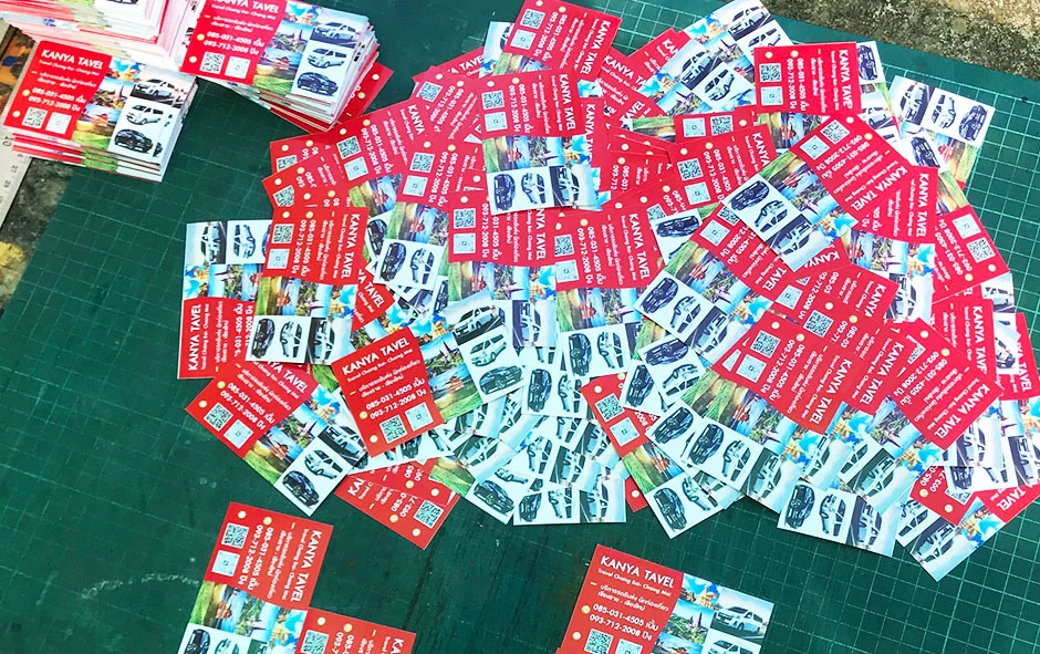 ผลงานไวนิลชุด2 สติ๊กเกอร์นามบัตร คุณปิง